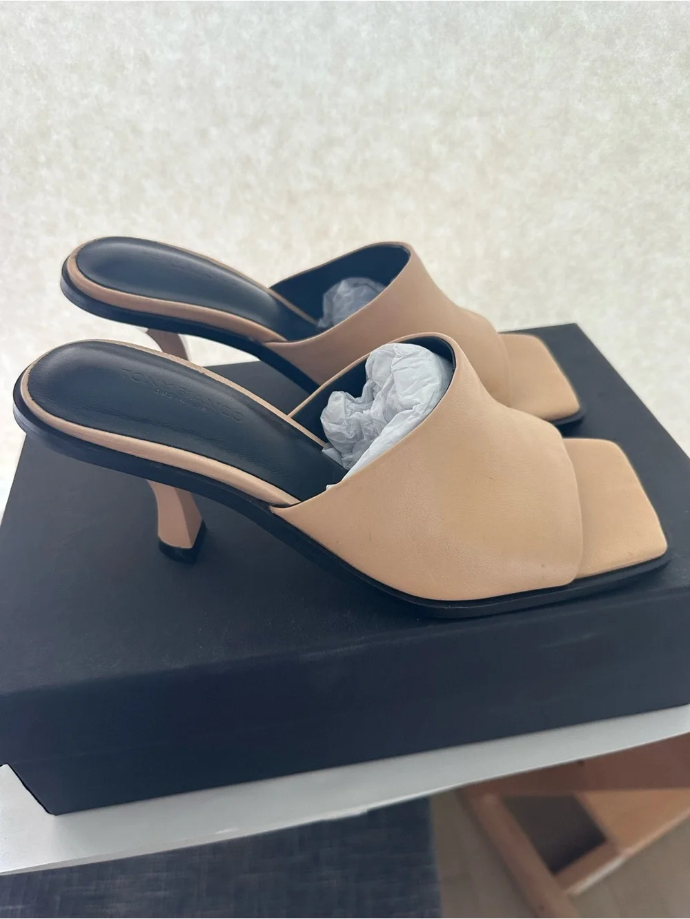 Tony Bianco Beige Slide Heel Sandals